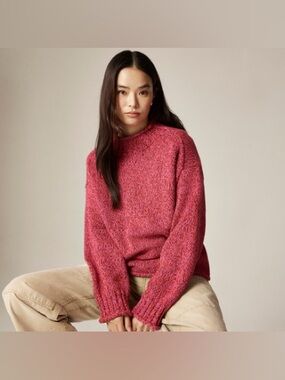 J. Crew Women's Crewneck Sweater in Heathered Raspberry